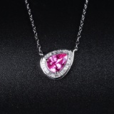 14k Gold 1.10 Ctw Natural Padparadscha Sapphire & Diamond Necklace