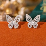 14k Gold 0.64 Ct Natural H Diamond & Butterfly Earrings