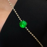 14k Gold 1.88 Ct Vivid Green Natural Emerald Bracelet