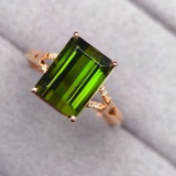 14k Gold 4.17 Ctw Natural Tourmaline & Diamond Ring