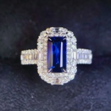 14k Gold 3.15 Ctw Natural Sapphire & Diamond Ring