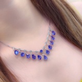 14k Gold 11.8 Ct Natural Tanzanite & Diamond Necklace