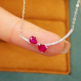 14k Gold 0.60 Ctw Natural Ruby & Diamond Necklace