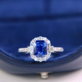 14k Gold 3.17 Ctw Natural Sapphire & Diamond Ring