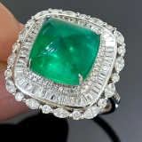 14k Gold 7.30 Ctw Natural Emerald & Diamond Ring