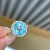 14k Gold 6 Ct Natural Aquamarine & Diamond Ring