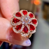 14k Gold 2.79 Ctw Vivid Red Natural Ruby & Diamond Ring