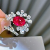 14k Gold 3.5 Ct Natural Tourmaline & Diamond & Sapphire Ring