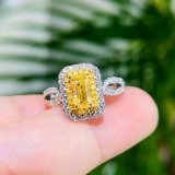 14k Gold 1.46 Ctw Natural Yellow Diamond & Diamond Ring