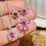 14k Gold 2.43 Ctw Natural Padparadscha Sapphire & Diamond Jewelry Set