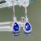 14k Gold 1.5 Ct Natural Sapphire & Diamond Earrings