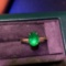 14k Gold 0.89 Ctw Vivid Green Natural Emerald & Diamond Ring