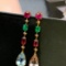 14k Gold 5.66 Ctw Natural Aquamarine & Morganite & Emerald & Tourmaline Earrings