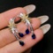 14k Gold 2.55 Ctw Natural Sapphire & Diamond Earrings