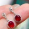14k Gold 1.71 Ctw Natural Ruby & Diamond Earrings