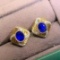 14k Gold 1.12 Ctw Natural Sapphire & Diamond Earrings