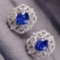 14k Gold 2.12 Ctw Natural Sapphire & Diamond Earrings