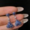 14k Gold 2.15 Ct Natural Sapphire & Diamond Earrings