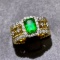 14k Gold 1.90 Ctw Vivid Green Natural Emerald & Diamond Ring
