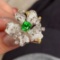 14k Gold 1.60 Ctw Vivid Green Natural Tsavorite & Diamond Ring