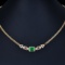 14k Gold 2.83 Ctw Vivid Green Natural Emerald & Diamond Necklace