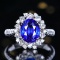 14k Gold 4.32 Ctw Natural Sapphire & Diamond Ring/pendant( Without Chain )