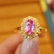 14k Gold 0.93 Ctw Natural Padparadscha Sapphire & Diamond Ring