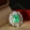 14k Gold 2.84 Ctw Natural Emerald & Diamond Ring/pendant( Without Chain )