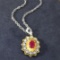 14k Gold 0.88 Ctw Natural Ruby & Diamond Pendant( Without Chain )