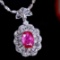 14k Gold 2.06 Ctw Natural Ruby & Diamond Pendant( Without Chain )