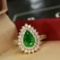 14k Gold 2.37 Ctw Vivid Green Natural Emerald & Diamond Ring