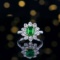 14k Gold 2.12 Ctw Vivid Green Natural Emerald & Diamond Ring/pendant( Without Chain )