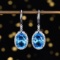14k Gold 15.19 Ctw Natural Topaz & Sapphire Earrings