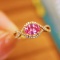 14k Gold 1.18 Ctw Natural Padparadscha Sapphire & Diamond Ring