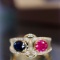 14k Gold 1.23 Ctw Natural Sapphire & Ruby & Diamond Ring