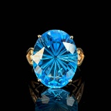 14k Gold 14.39 Ctw Natural Topaz & Diamond Ring