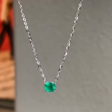 14k Gold 0.53 Ct Vivid Green Natural Emerald Necklace