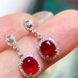14k Gold 1.71 Ctw Natural Ruby & Diamond Earrings