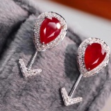 14k Gold 1.35 Ctw Natural Ruby & Diamond Earrings