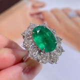 14k Gold 4.7 Ct Natural Emerald & Diamond & Sapphire Ring/pendant( Without Chain )