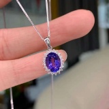 14k Gold 1.82 Ctw Natural Tanzanite & Diamond Pendant( Without Chain )