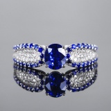 14k Gold 1.14 Ctw Natural Sapphire & Diamond Ring