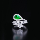 14k Gold 1.94 Ctw Vivid Green Natural Emerald & Diamond Ring