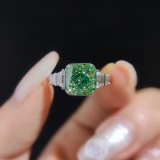 Gia Certified 14k Gold 3.70 Ctw Natural Green Diamond & Diamond Ring