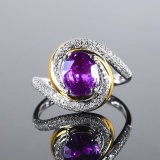 14k Gold 2.49 Ctw Natural Sapphire & Diamond Ring