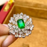 14k Gold 2.89 Ctw Vivid Green Natural Emerald & Sapphire Ring