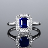 14k Gold 1.39 Ctw Natural Sapphire & Diamond Ring