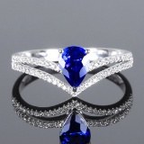 14k Gold 0.92 Ctw Natural Sapphire & Diamond Ring