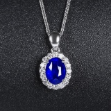 14k Gold 1.21 Ctw Natural Sapphire & Diamond Pendant( Without Chain )