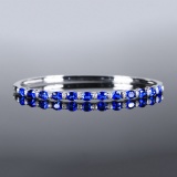 14k Gold 3.64 Ctw Natural Sapphire & Diamond Bangle